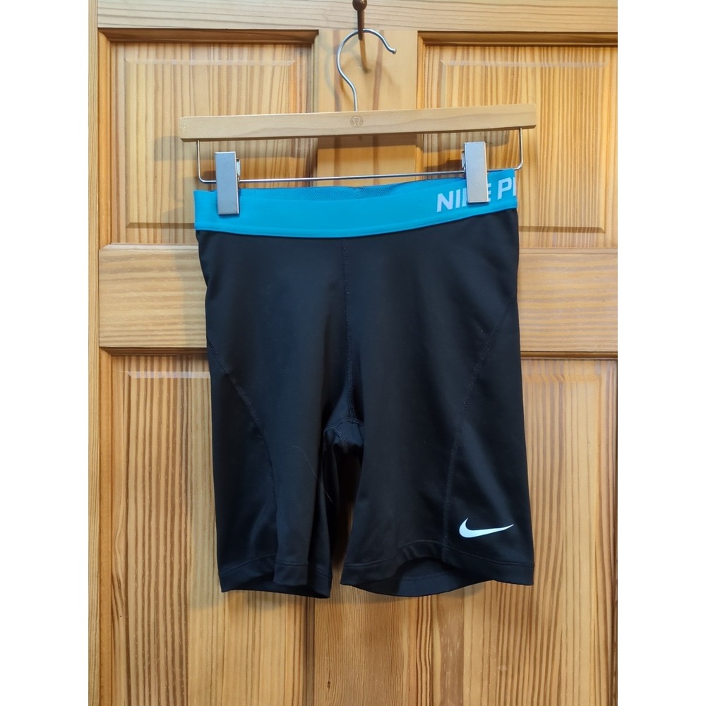 NIKE PRO Womens Medium COMPRESSION Yoga SHORTS Black/Blue 821770-013 🖤 💙